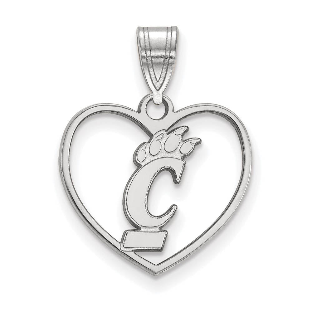 Sterling Silver U. of Cincinnati Heart Pendant, Item P15179 by The Black Bow Jewelry Co.