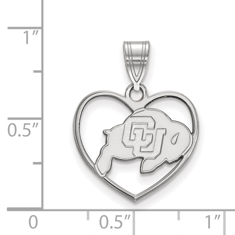 Alternate view of the Sterling Silver U. of Colorado Heart Pendant by The Black Bow Jewelry Co.