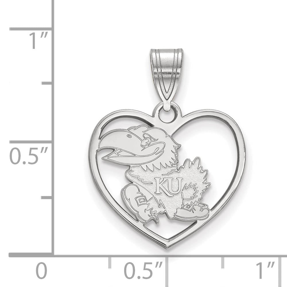 Alternate view of the Sterling Silver U. of Kansas Heart Pendant by The Black Bow Jewelry Co.