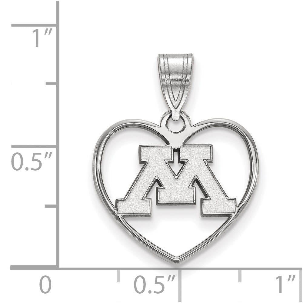 Alternate view of the Sterling Silver U. of Minnesota Initial M Heart Pendant by The Black Bow Jewelry Co.