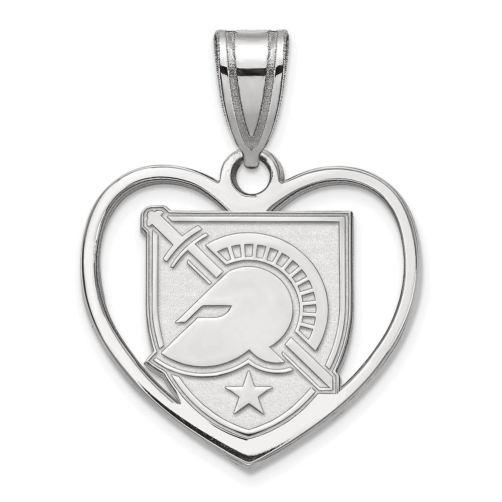 Sterling Silver Military Academy Shield Heart Pendant, Item P15187 by The Black Bow Jewelry Co.