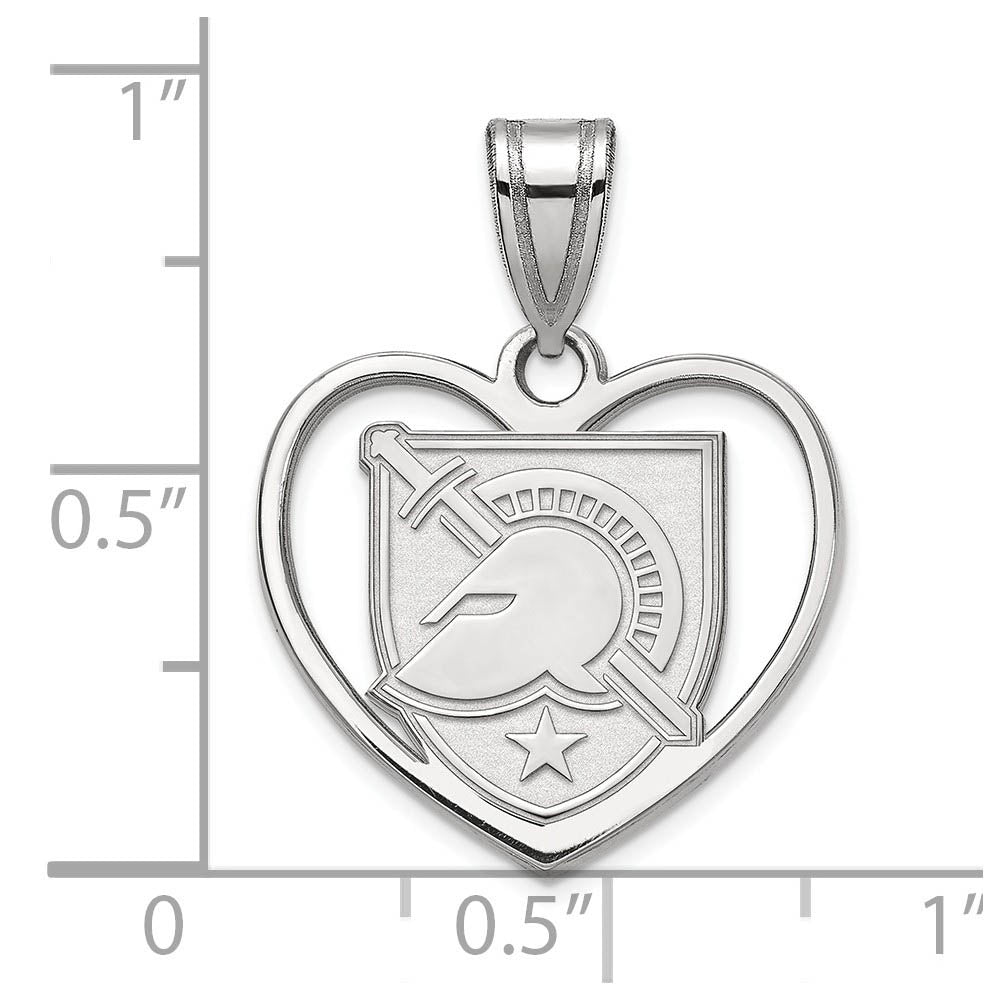 Alternate view of the Sterling Silver Military Academy Shield Heart Pendant by The Black Bow Jewelry Co.