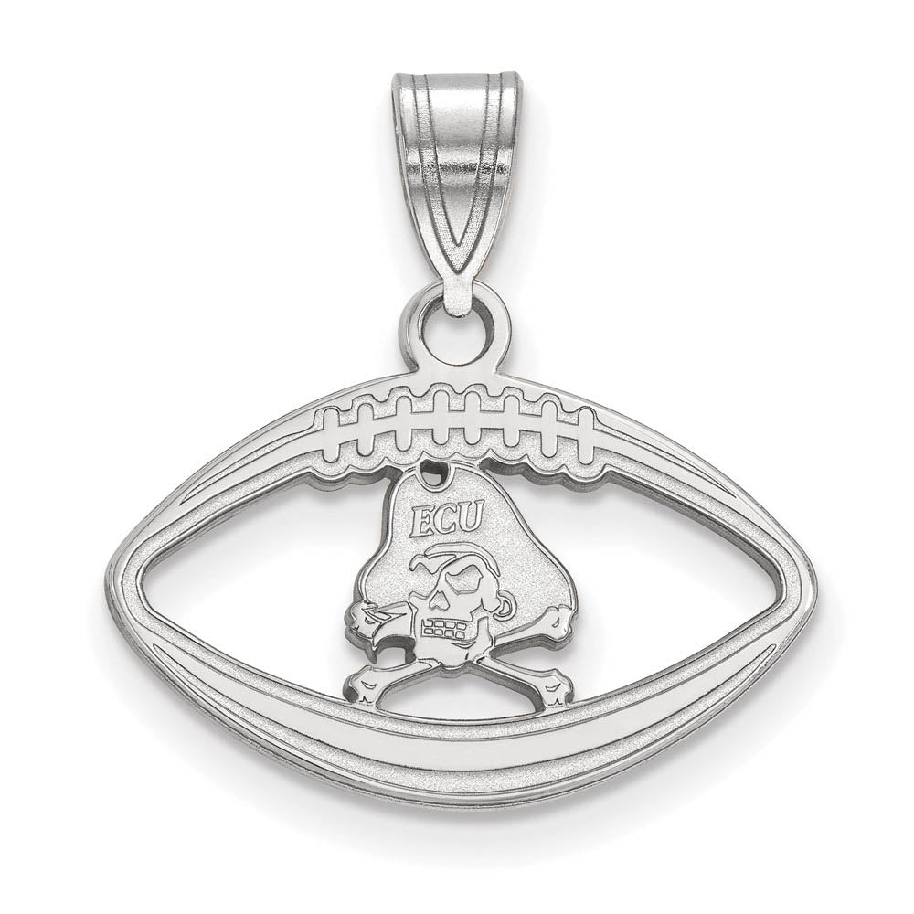 Sterling Silver East Carolina U Mascot Football Pendant, Item P15191 by The Black Bow Jewelry Co.