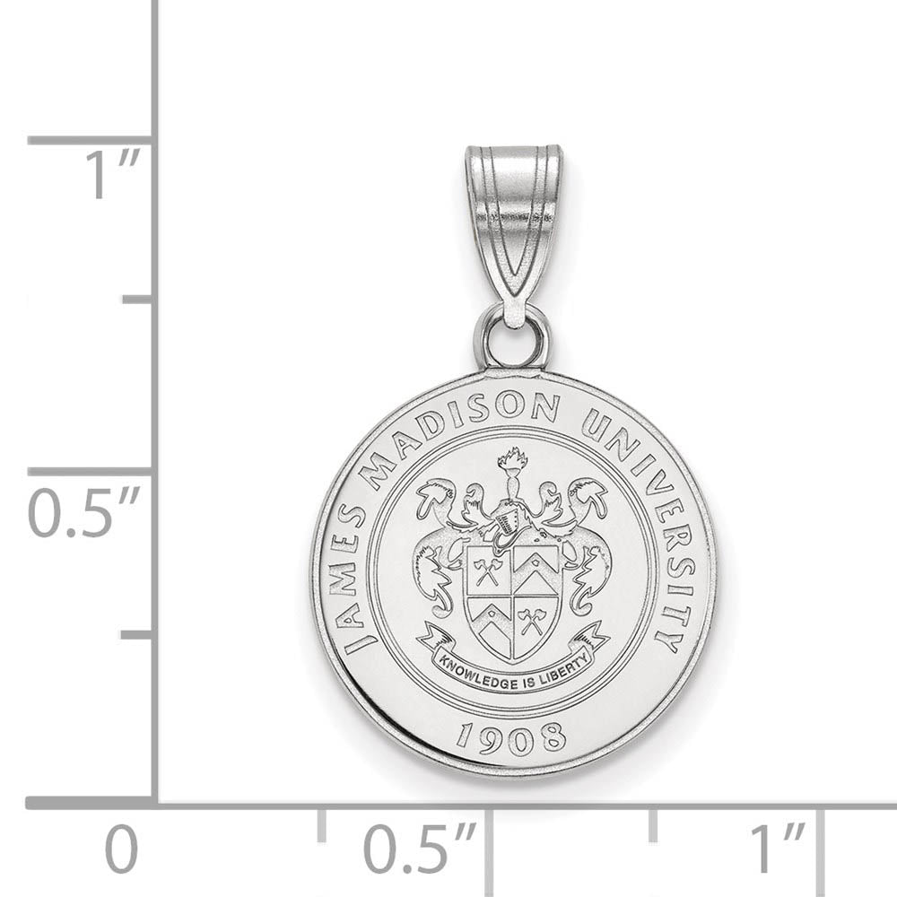 Alternate view of the Sterling Silver James Madison U Medium Crest Pendant by The Black Bow Jewelry Co.