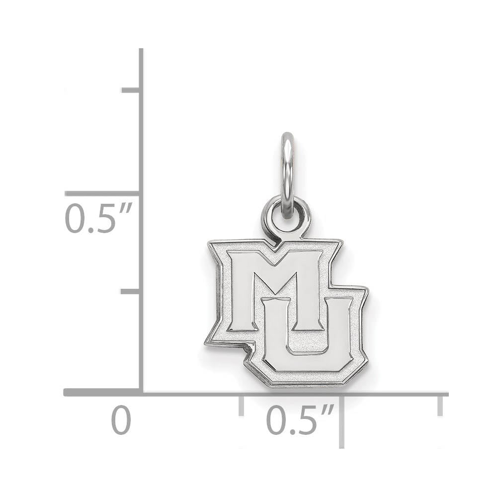 Alternate view of the Sterling Silver Marquette U XS (Tiny) Charm or Pendant by The Black Bow Jewelry Co.
