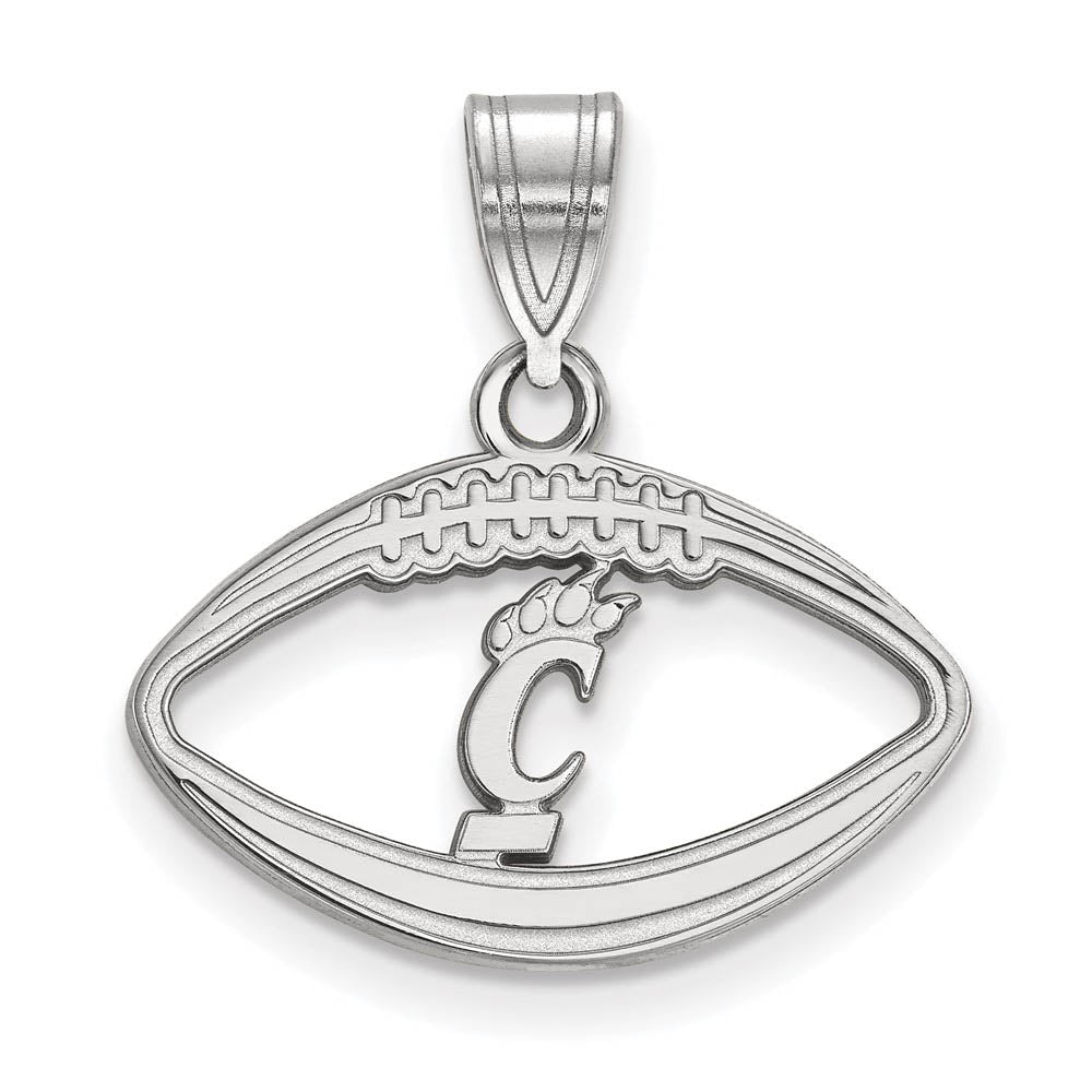 Sterling Silver U. of Cincinnati Football Pendant, Item P15195 by The Black Bow Jewelry Co.