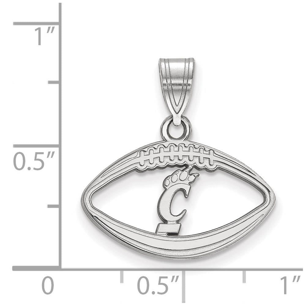 Alternate view of the Sterling Silver U. of Cincinnati Football Pendant by The Black Bow Jewelry Co.