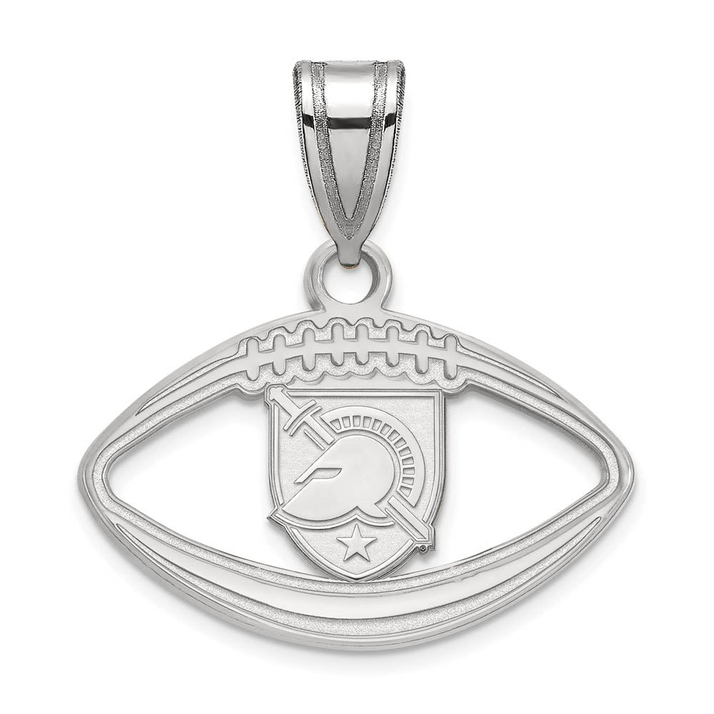 Sterling Silver Military Academy Football Pendant, Item P15197 by The Black Bow Jewelry Co.