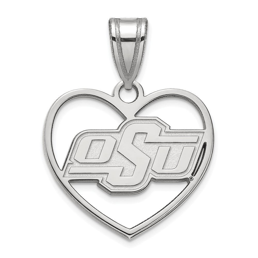 Sterling Silver Oklahoma State Heart Pendant, Item P15212 by The Black Bow Jewelry Co.