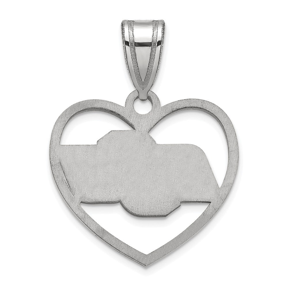 Alternate view of the Sterling Silver Oklahoma State Heart Pendant by The Black Bow Jewelry Co.