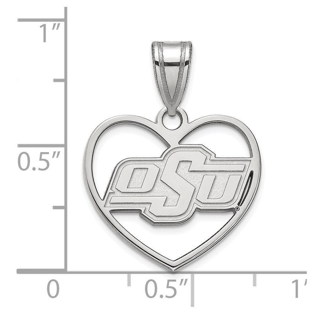 Alternate view of the Sterling Silver Oklahoma State Heart Pendant by The Black Bow Jewelry Co.