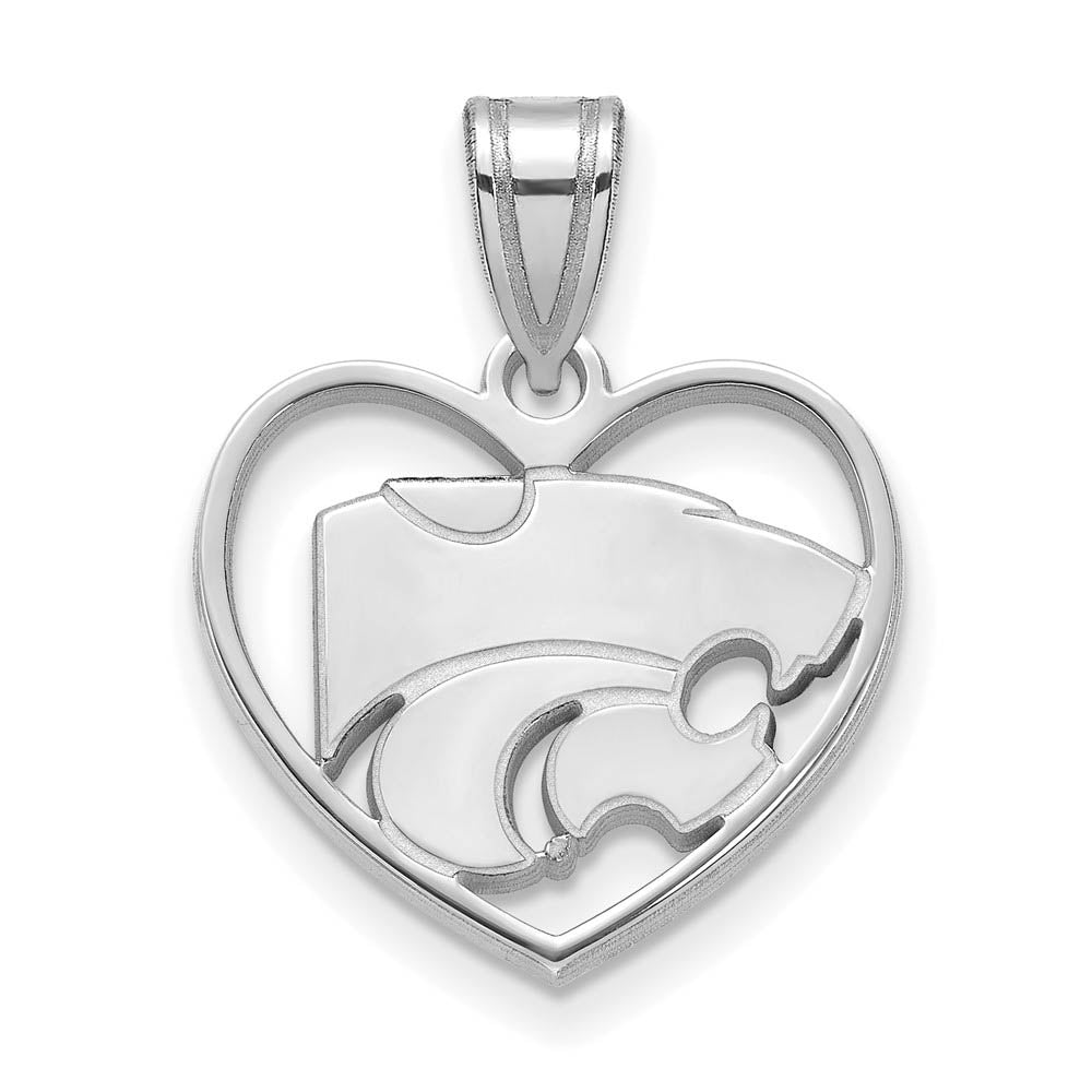 Sterling Silver Kansas State Heart Pendant, Item P15227 by The Black Bow Jewelry Co.