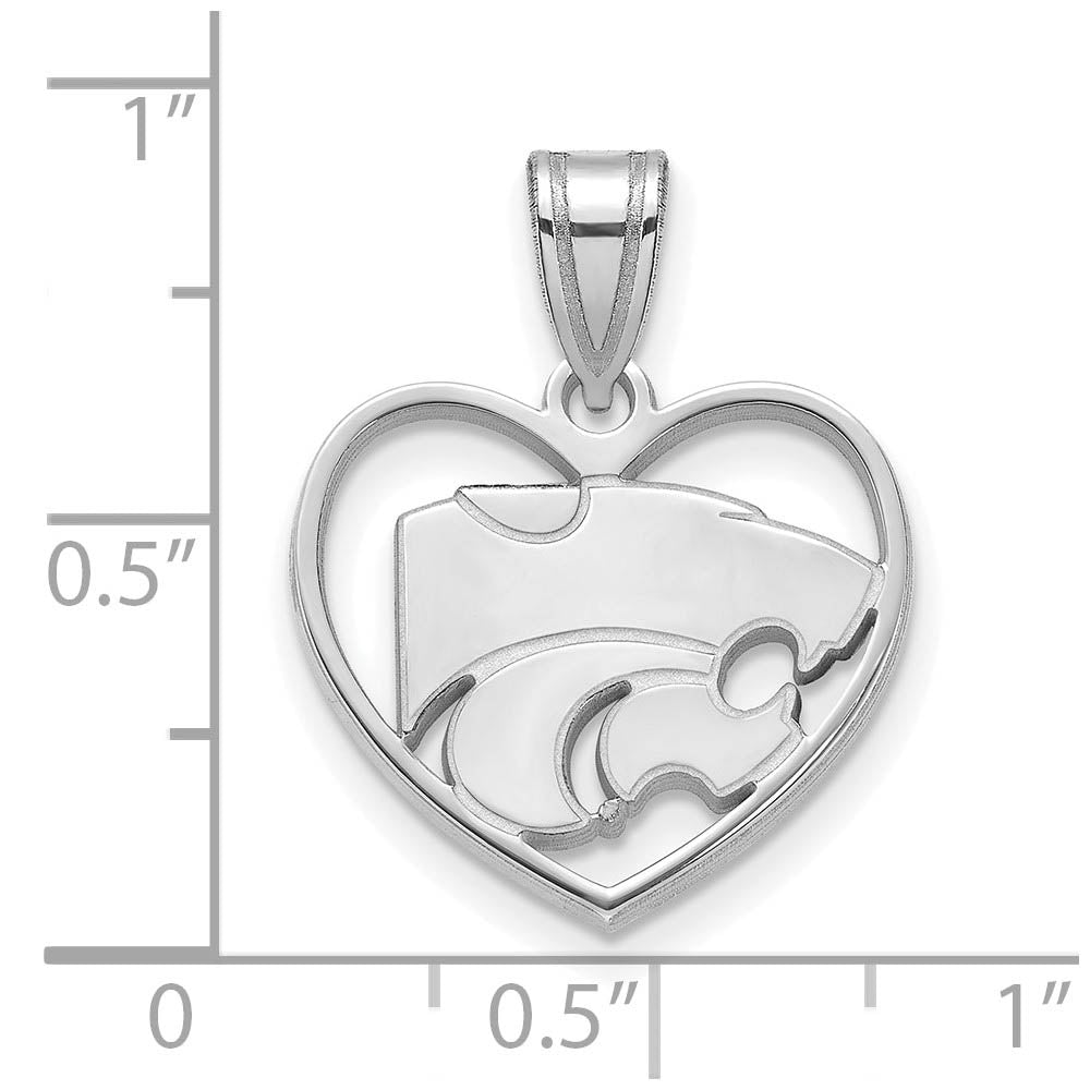 Alternate view of the Sterling Silver Kansas State Heart Pendant by The Black Bow Jewelry Co.