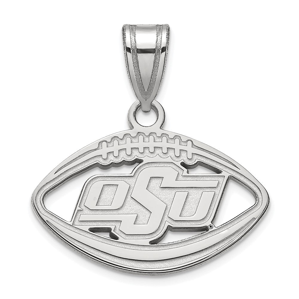 Sterling Silver Oklahoma State Football Pendant, Item P15232 by The Black Bow Jewelry Co.