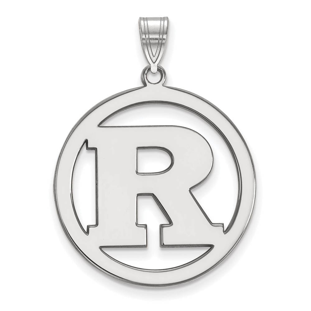Sterling Silver Rutgers XL Initial R Circle Pendant, Item P15235 by The Black Bow Jewelry Co.