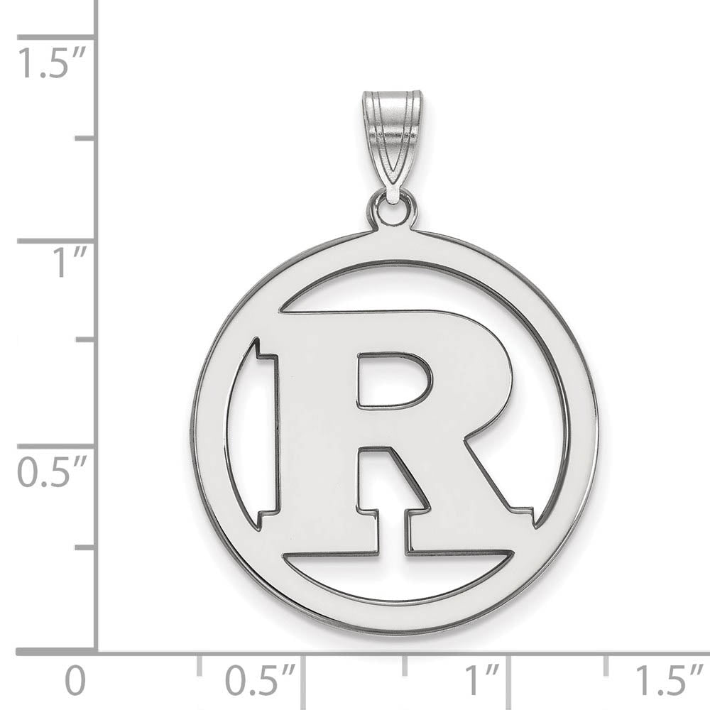 Alternate view of the Sterling Silver Rutgers XL Initial R Circle Pendant by The Black Bow Jewelry Co.