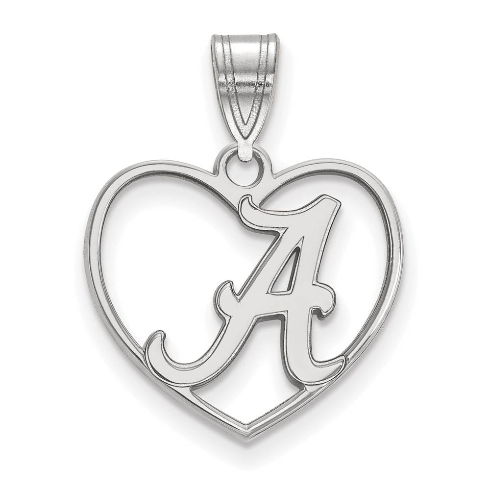 Sterling Silver U. of Alabama Initial A Heart Pendant, Item P15239 by The Black Bow Jewelry Co.