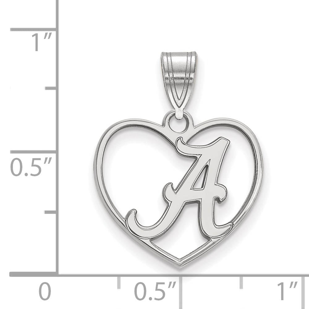 Alternate view of the Sterling Silver U. of Alabama Initial A Heart Pendant by The Black Bow Jewelry Co.