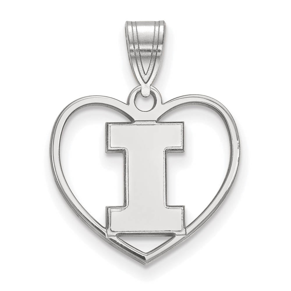 Sterling Silver U. of Illinois Initial I Heart Pendant, Item P15244 by The Black Bow Jewelry Co.