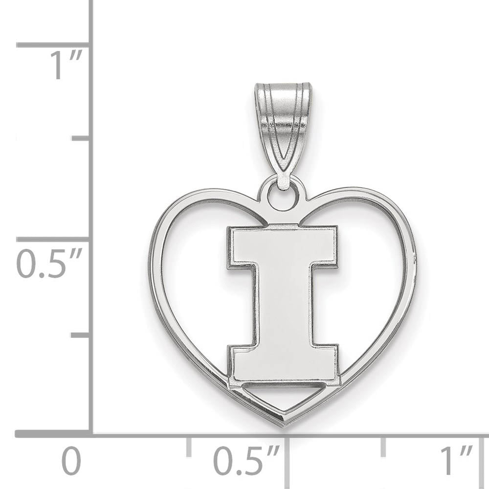Alternate view of the Sterling Silver U. of Illinois Initial I Heart Pendant by The Black Bow Jewelry Co.
