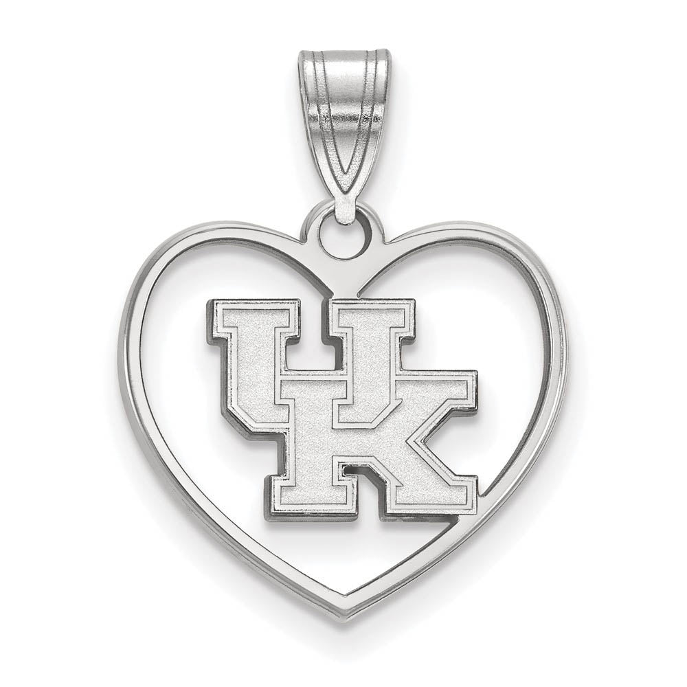 Sterling Silver U. of Kentucky 'UK' Heart Pendant, Item P15245 by The Black Bow Jewelry Co.
