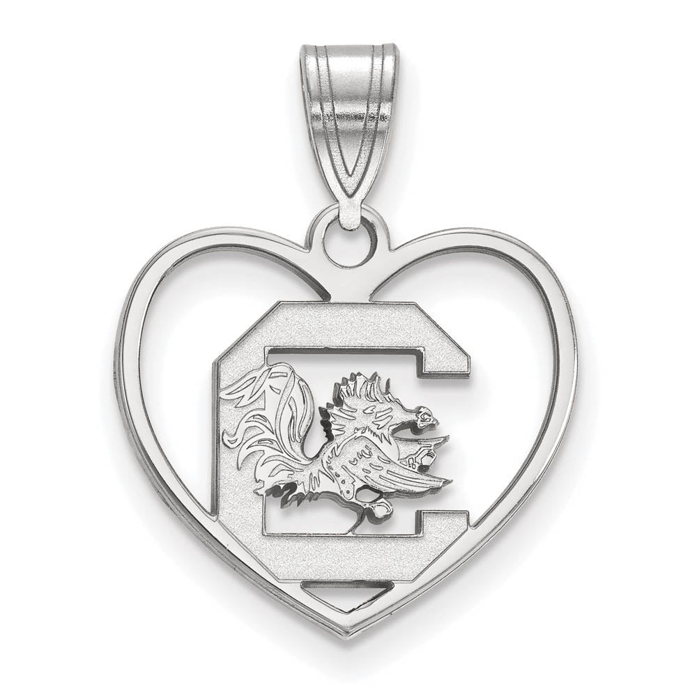 Sterling Silver South Carolina Heart Logo Pendant, Item P15251 by The Black Bow Jewelry Co.