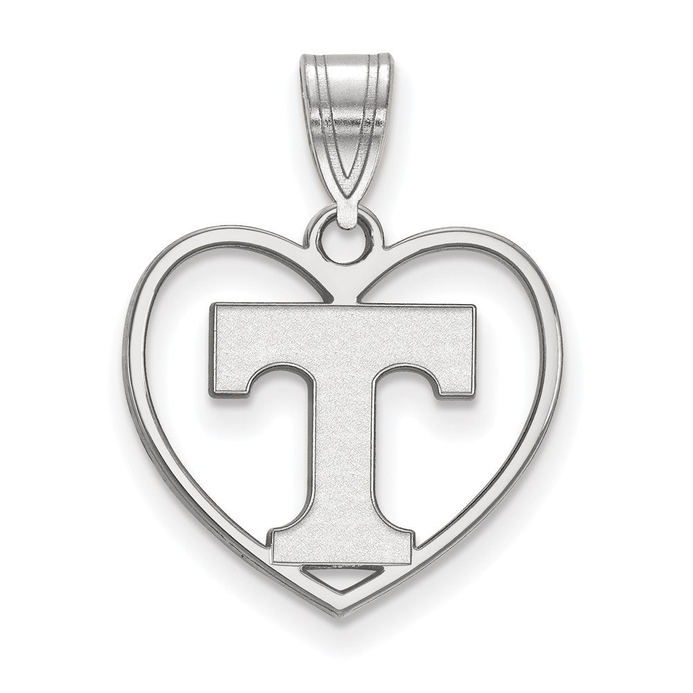 Sterling Silver U. of Tennessee Initial T Heart Pendant, Item P15252 by The Black Bow Jewelry Co.