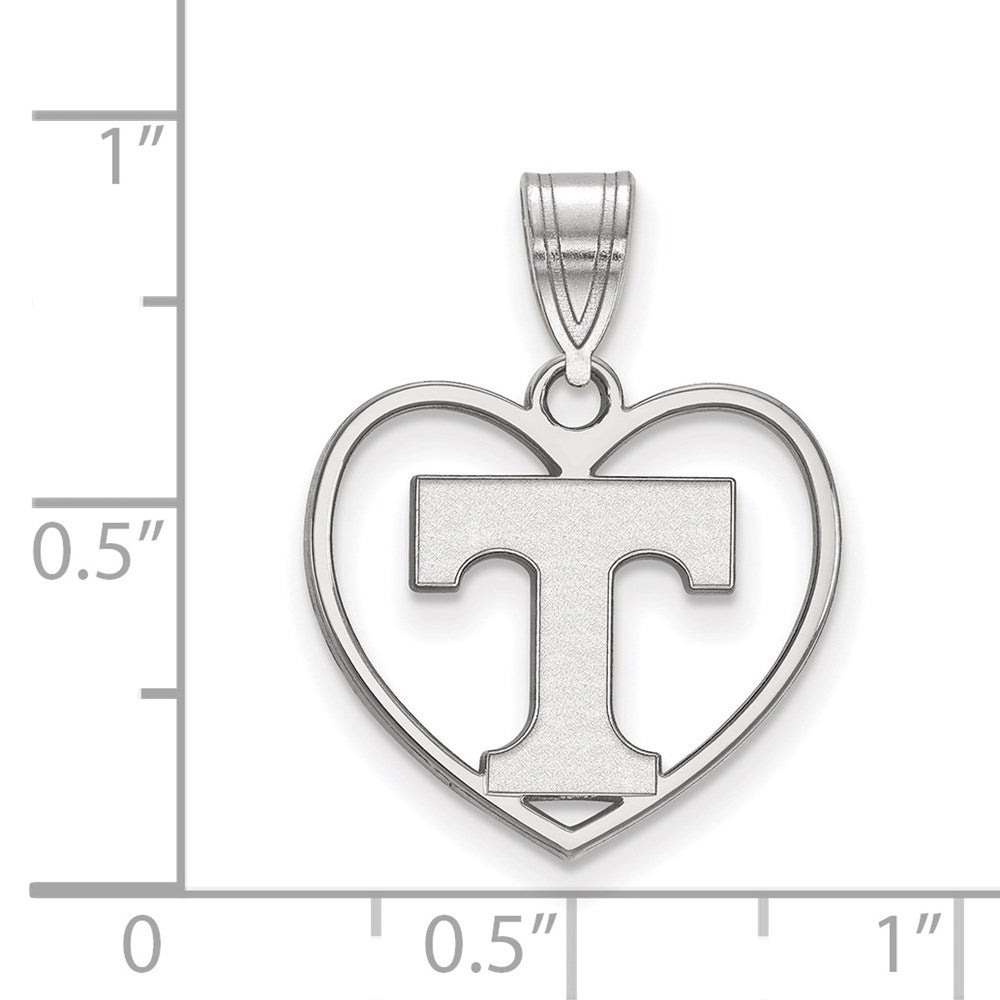 Alternate view of the Sterling Silver U. of Tennessee Initial T Heart Pendant by The Black Bow Jewelry Co.