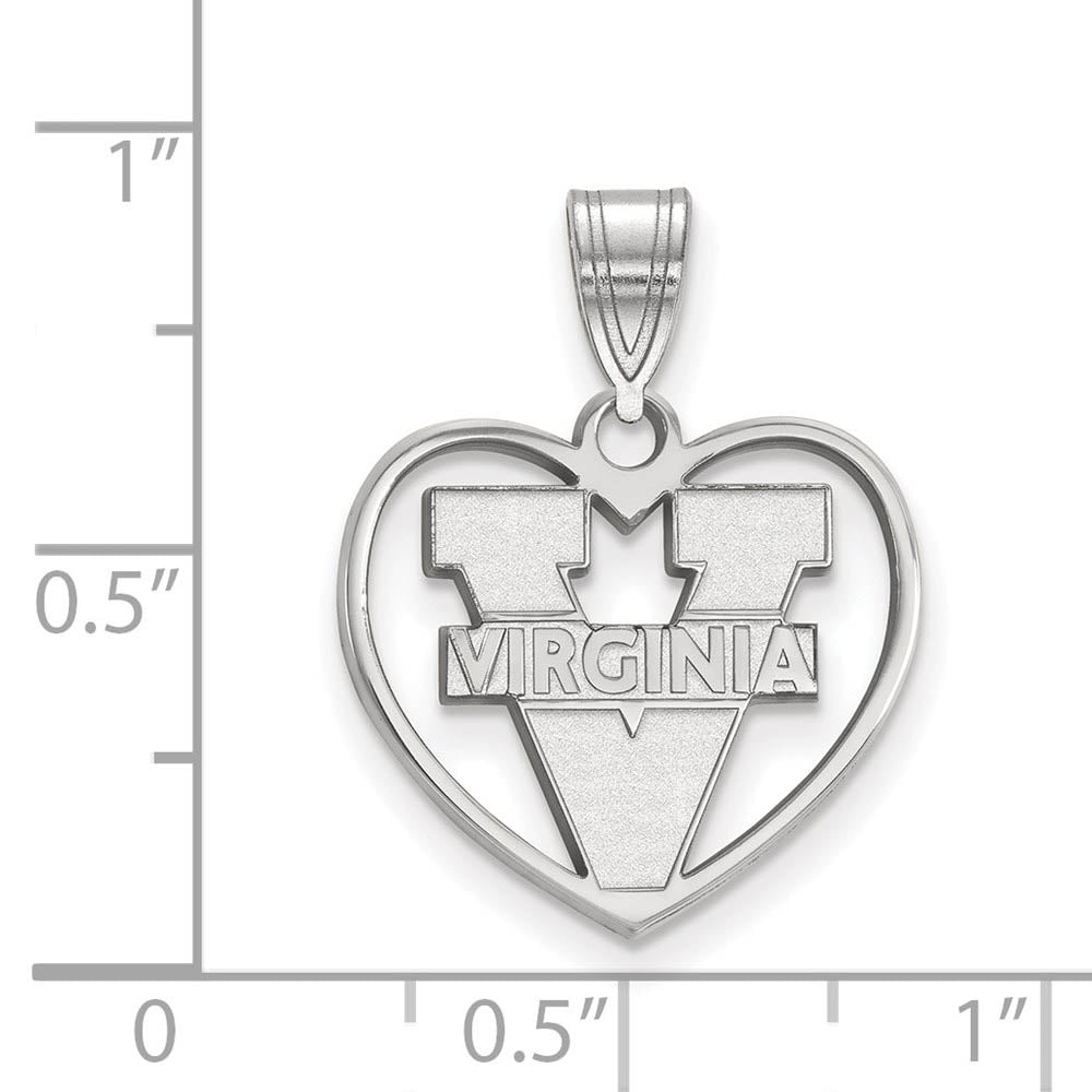 Alternate view of the Sterling Silver U. of Virginia 'V' Logo Heart Pendant by The Black Bow Jewelry Co.