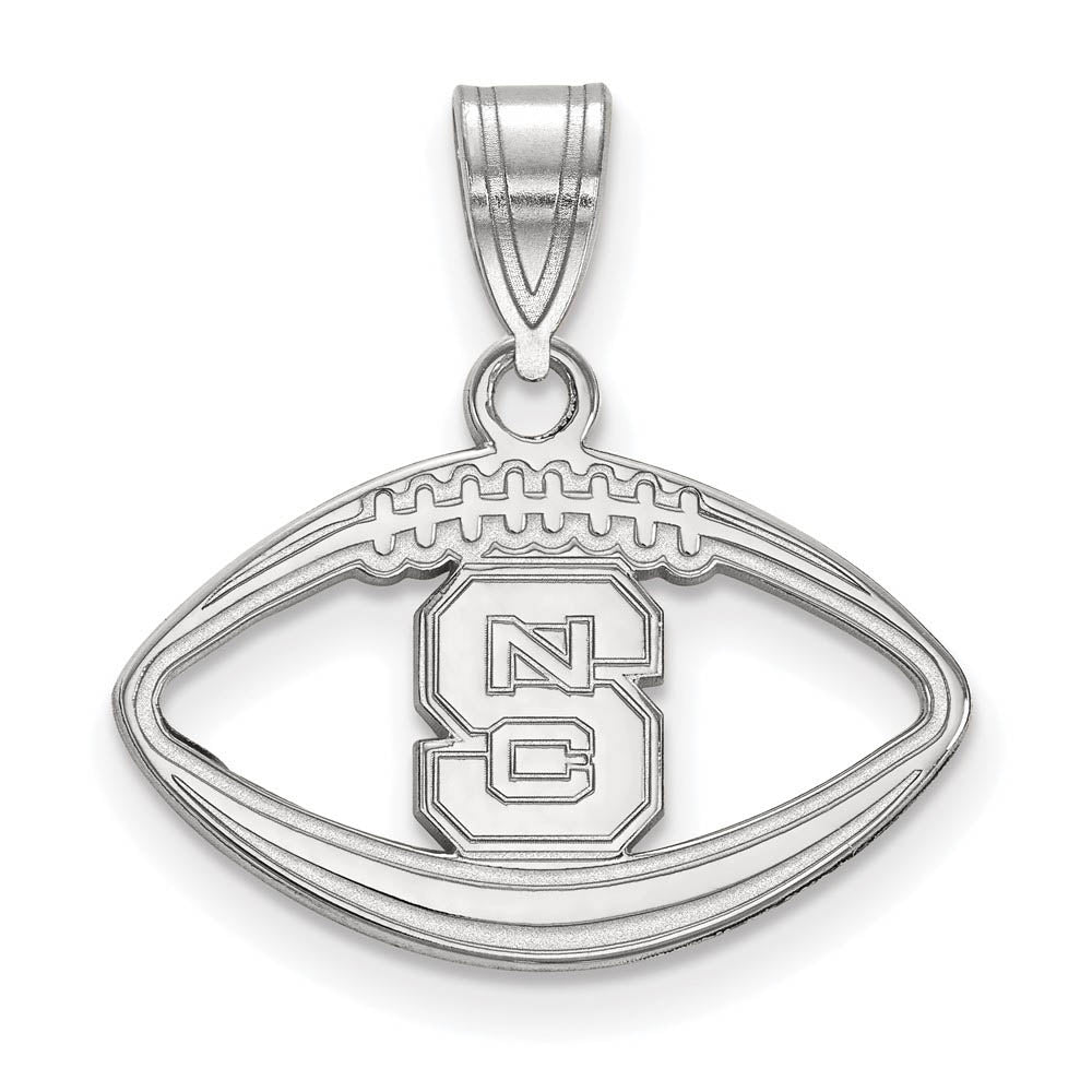 Sterling Silver North Carolina State Football Pendant, Item P15258 by The Black Bow Jewelry Co.
