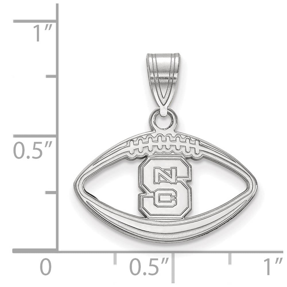 Alternate view of the Sterling Silver North Carolina State Football Pendant by The Black Bow Jewelry Co.