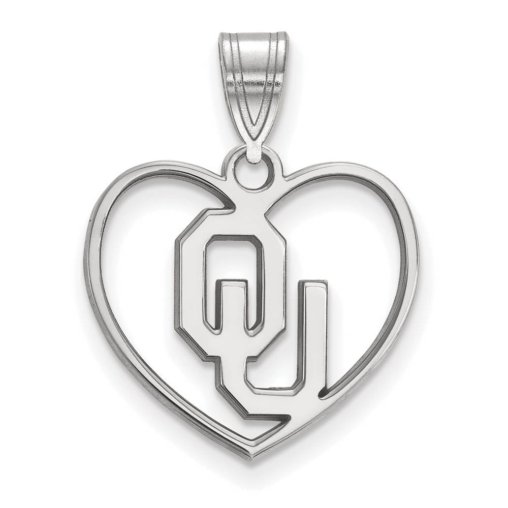Sterling Silver U. of Oklahoma Heart Pendant, Item P15267 by The Black Bow Jewelry Co.