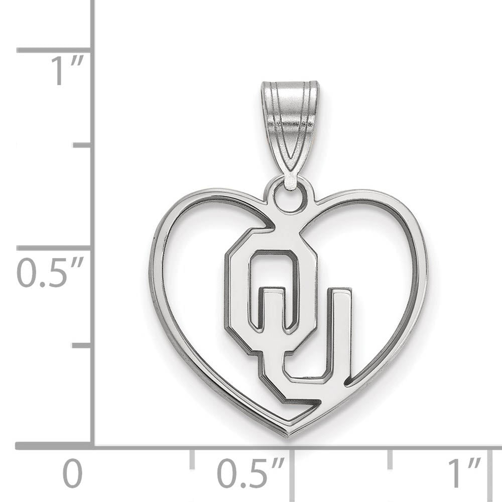 Alternate view of the Sterling Silver U. of Oklahoma Heart Pendant by The Black Bow Jewelry Co.