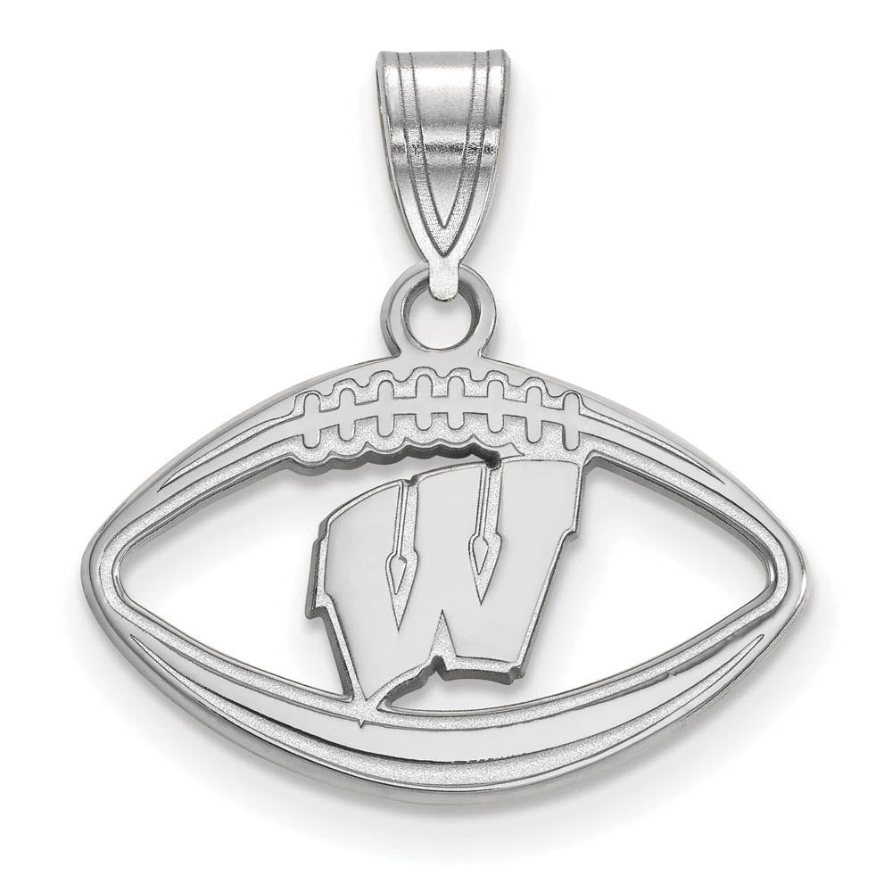 Sterling Silver U. of Wisconsin Football Pendant, Item P15271 by The Black Bow Jewelry Co.