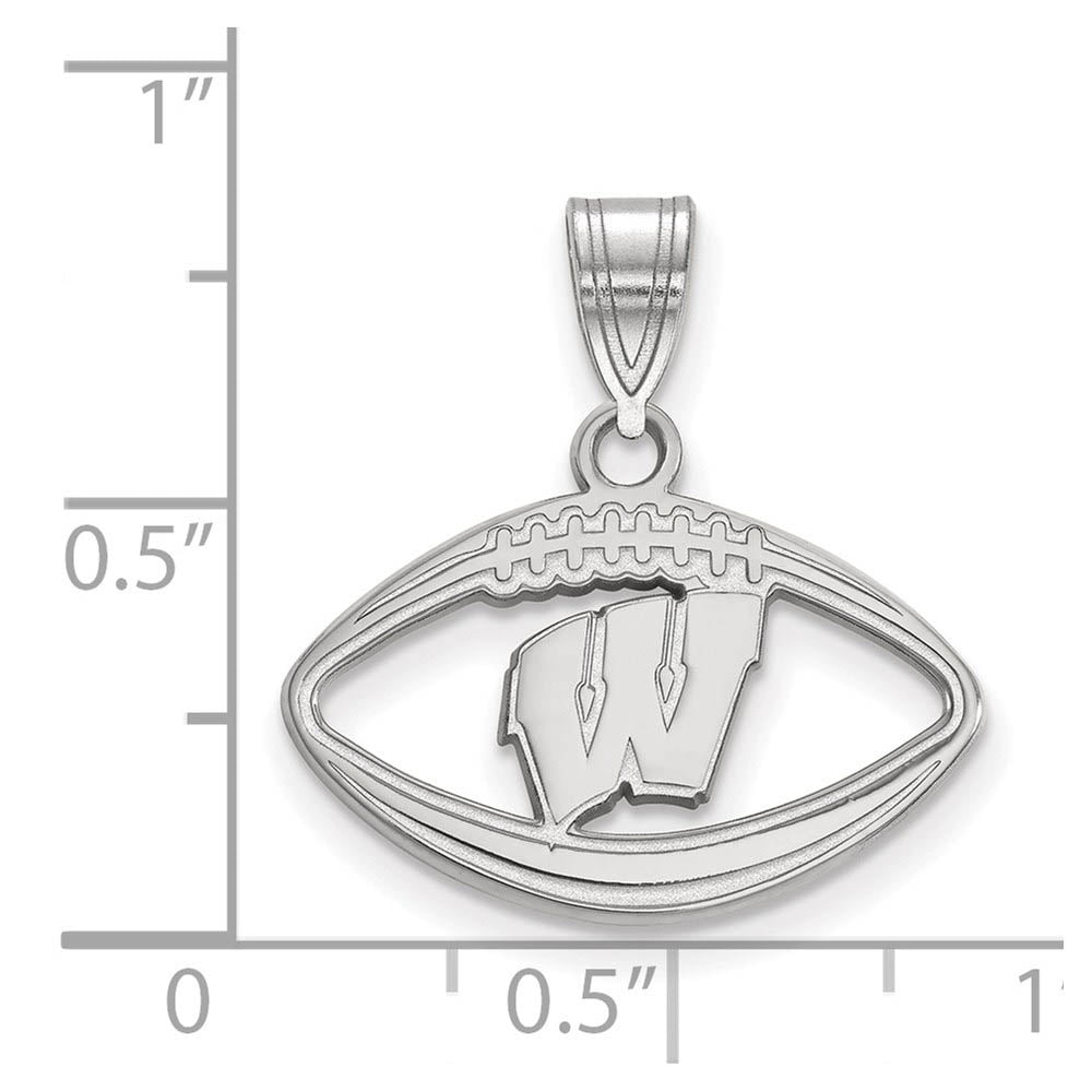 Alternate view of the Sterling Silver U. of Wisconsin Football Pendant by The Black Bow Jewelry Co.