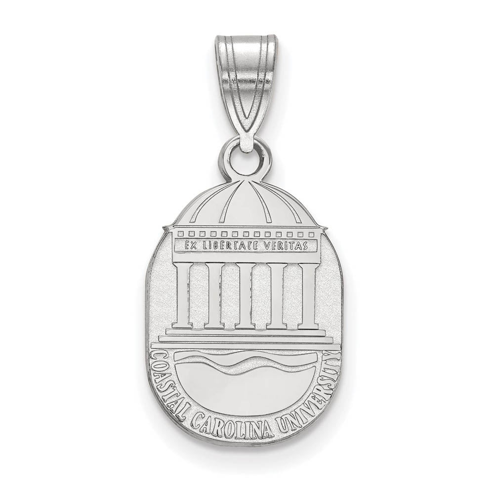 Sterling Silver Coastal Carolina U Medium Crest Pendant, Item P15274 by The Black Bow Jewelry Co.