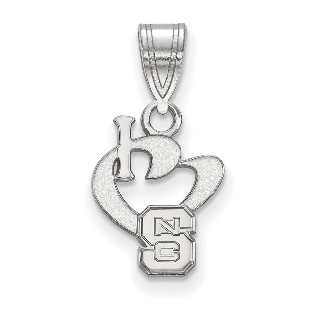 Sterling Silver North Carolina State Small I Love Logo Pendant, Item P15275 by The Black Bow Jewelry Co.