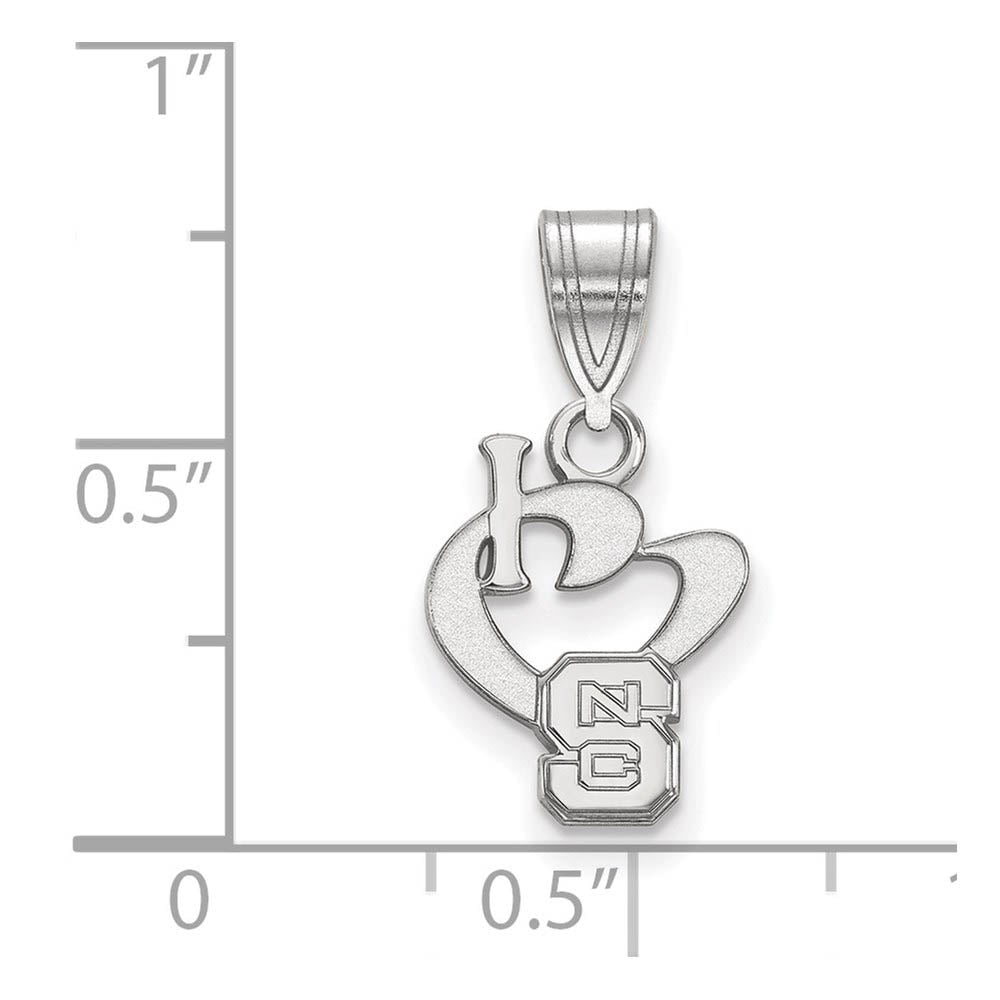 Alternate view of the Sterling Silver North Carolina State Small I Love Logo Pendant by The Black Bow Jewelry Co.