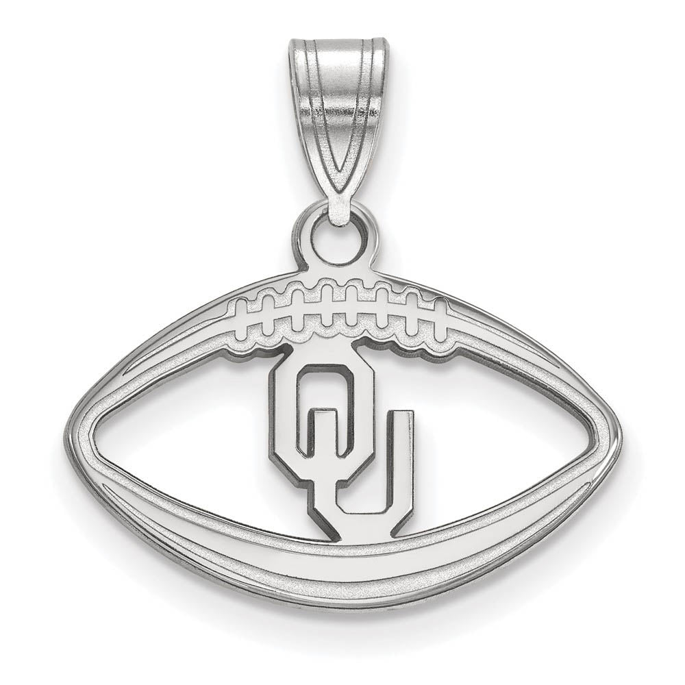 Sterling Silver U. of Oklahoma Football Pendant, Item P15280 by The Black Bow Jewelry Co.