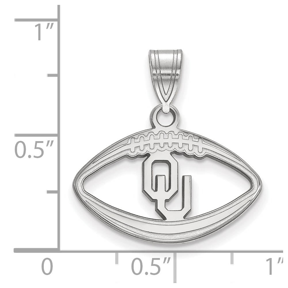 Alternate view of the Sterling Silver U. of Oklahoma Football Pendant by The Black Bow Jewelry Co.