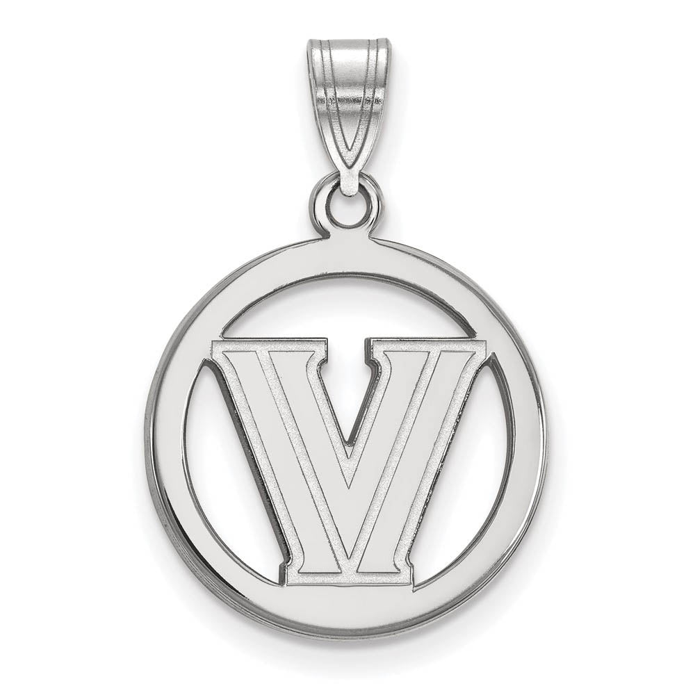 Sterling Silver Villanova U. SM Logo Circle Pendant, Item P15283 by The Black Bow Jewelry Co.