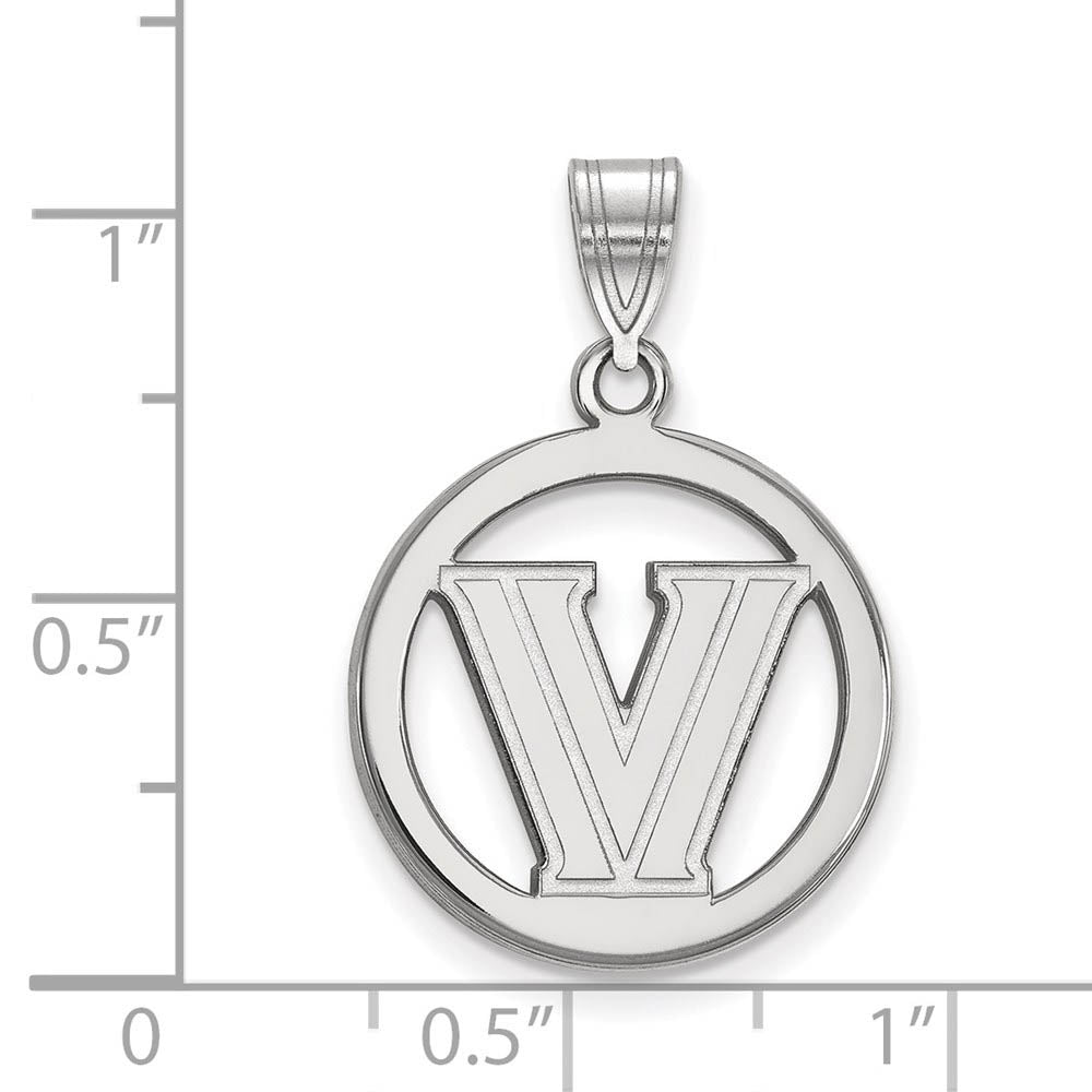 Alternate view of the Sterling Silver Villanova U. SM Logo Circle Pendant by The Black Bow Jewelry Co.