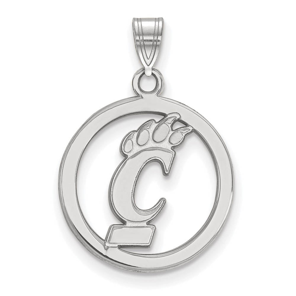 Sterling Silver U. of Cincinnati Small Circle Pendant, Item P15287 by The Black Bow Jewelry Co.