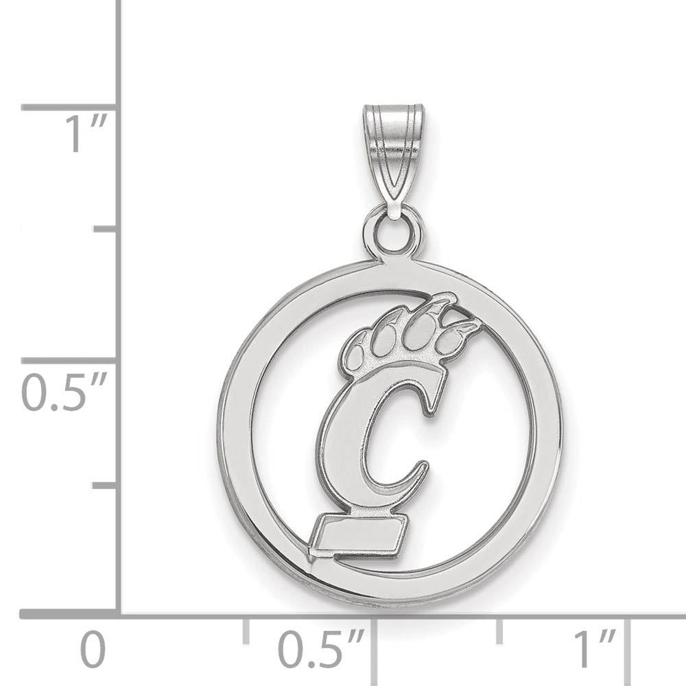 Alternate view of the Sterling Silver U. of Cincinnati Small Circle Pendant by The Black Bow Jewelry Co.