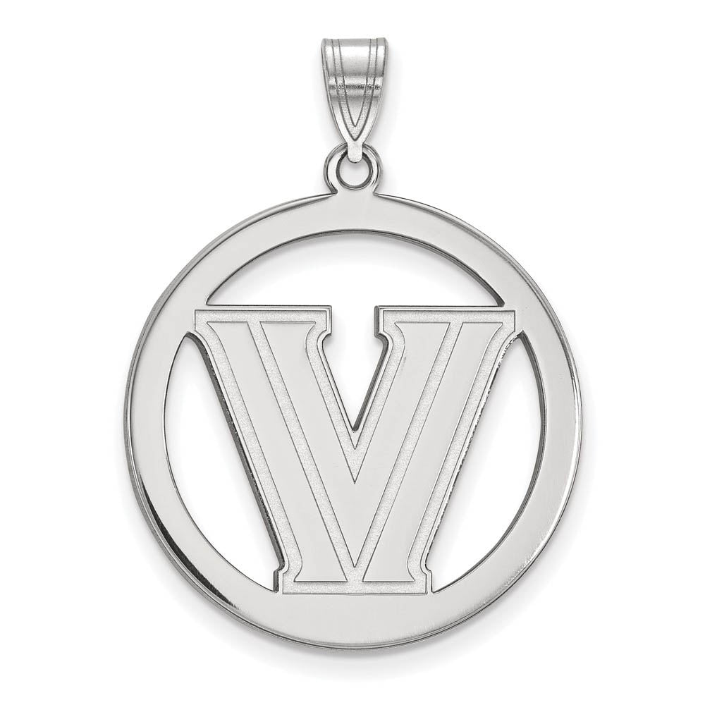 Sterling Silver Villanova U. XL Logo Circle Pendant, Item P15290 by The Black Bow Jewelry Co.