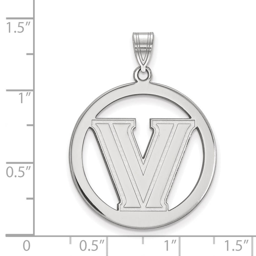 Alternate view of the Sterling Silver Villanova U. XL Logo Circle Pendant by The Black Bow Jewelry Co.