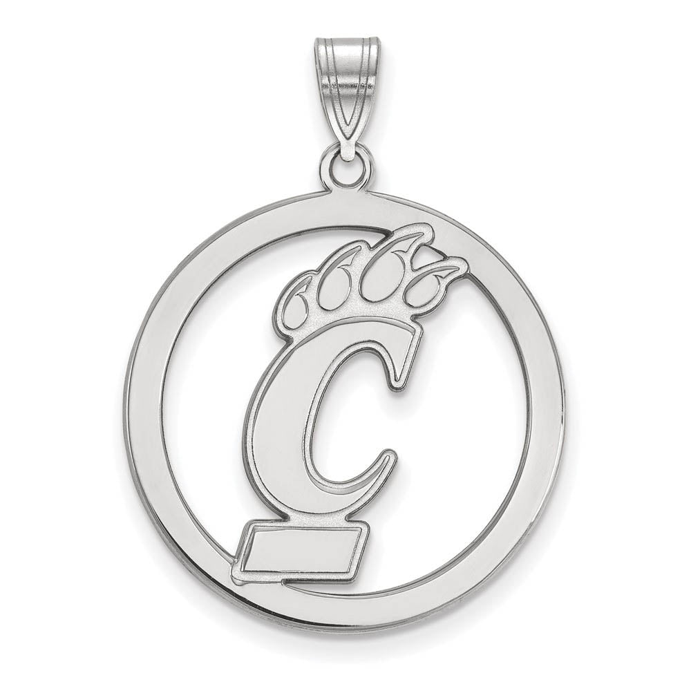 Sterling Silver U. of Cincinnati XL Circle Pendant, Item P15295 by The Black Bow Jewelry Co.