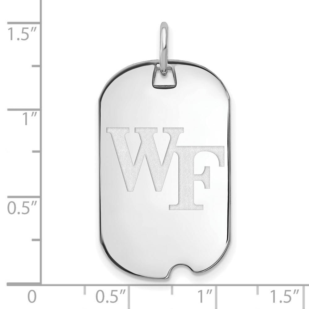 Alternate view of the Sterling Silver Wake Forest U. 'WF' Dog Tag Pendant by The Black Bow Jewelry Co.