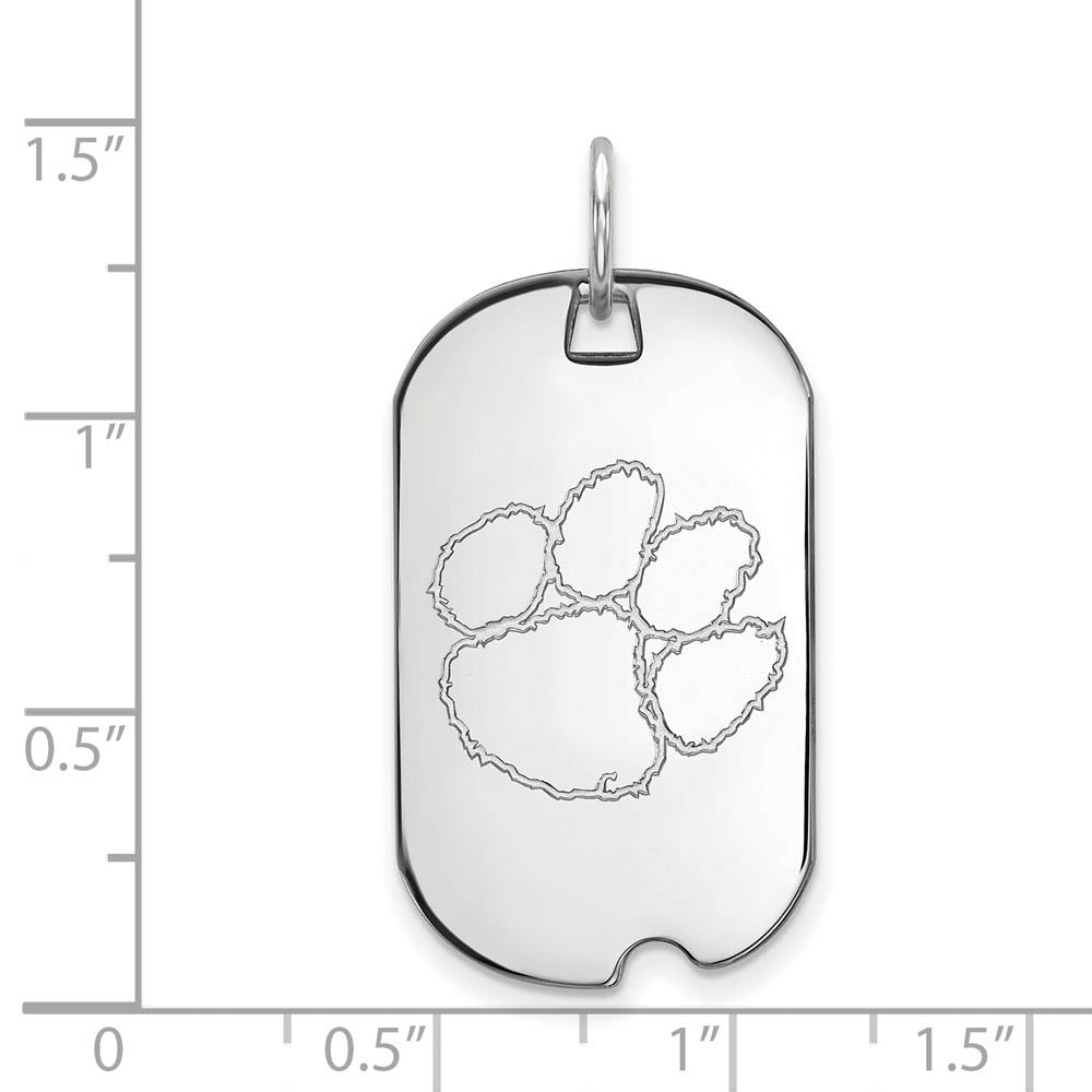 Alternate view of the Sterling Silver Clemson U Dog Tag Pendant by The Black Bow Jewelry Co.