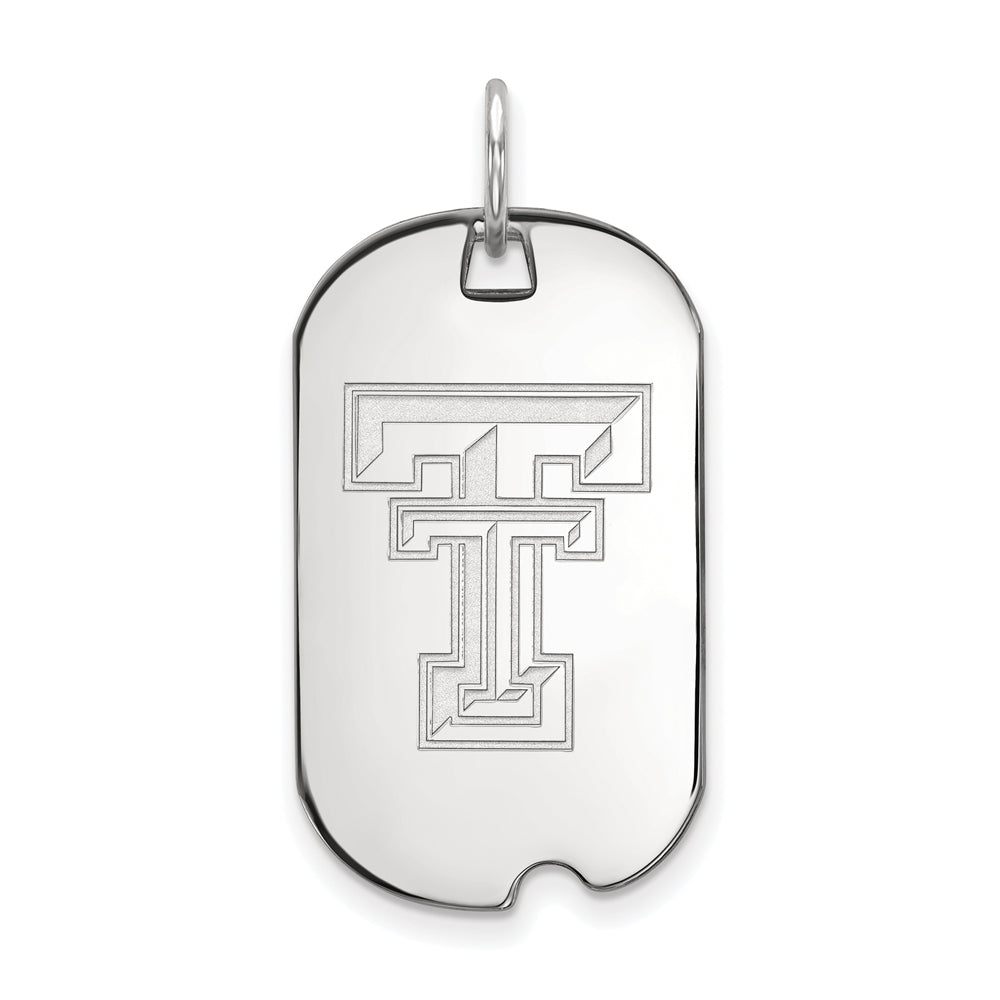 Sterling Silver Texas Tech U. Dog Tag Pendant, Item P15334 by The Black Bow Jewelry Co.